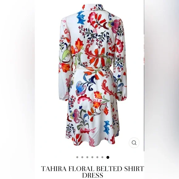 COPY - TAHIRA Floral Belted Shirt Dress NWT - Picture 7 of 8